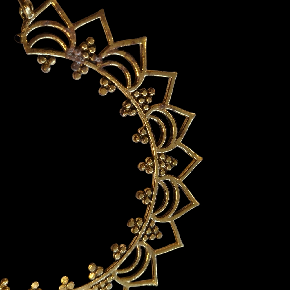 NWT - Boho Brass Hoop Earrings with Intricate Detailing - Picture 5 of 7